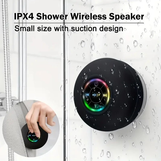 suction cup, compact bathroom speaker