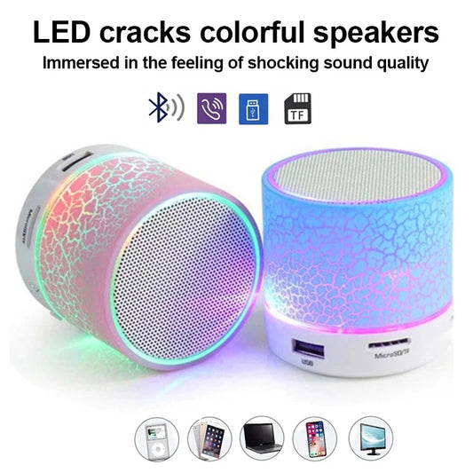 A9 Mini Portable Speaker Bluetooth Wireless Car Audio Dazzling Crack LED Lights Subwoofer